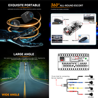 Podofo 360 Caméra Panoramique 1080P Image Couleur 2D/3D Vue Gauche Droite Avant Arrière Caméras pour Autoradio Électronique Étanche