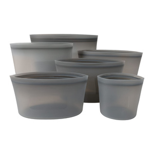 Thân Thiện Với Môi Cấp Thực Phẩm Tủ Đông Tươi Leakproof Tái Sử Dụng Bánh Sandwich <span class=keywords><strong>Container</strong></span> Đứng lên Zip Khóa Silicone Thực Phẩm Lưu Trữ Bag Set - Product Image 1