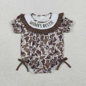 ชุดรอมเปอร์เด็กผู้หญิง RTS Embroidery MAMA'S BESTIE ผ้าฝ้าย 95% ผสมสแปนเด็กซ์ 5% ลายพรางล่าสัตว์ สไตล์ลำลอง สำหรับเด็กแรกเกิด - Product Image 3