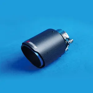 Silenziatore di scarico in fibra di carbonio con punta in tubo di scarico per auto blu bruciato in acciaio inossidabile Retrofit da 101mm