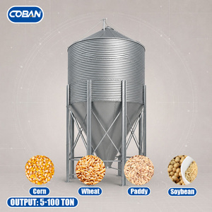 Cattle Pig Chicken Farm Feed Tower Galvanized Steel Panel Raw Material Storage Silo <b>Bins</b> 5-100 Ton with <b>Automatic</b> Feeding System - Product Image 1