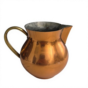 Pichet à eau vintage en cuivre 1,7 L, écologique, fait main, design classique, idéal pour les boissons de mariage et de fête - Product Image 1