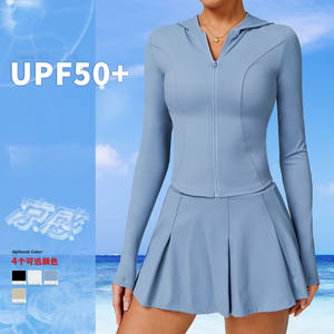 Le plus récent été UPF 50 + Slim Fit Full Zip up veste à capuche pour les femmes sentiment de refroidissement Anti-UV extérieur Tennis <span class=keywords><strong>Golf</strong></span> Rash <span class=keywords><strong>Gard</strong></span> Padel - Product Image 1