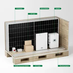 Residentiële Compleet Off Grid Mppt Wisselaar 5kv 5kw 48V Zonne-Energie Energiesysteem Met Batterijen