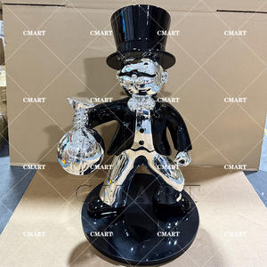 Nueva Escultura de Hombre Rico con Baño de <span class=keywords><strong>Cromo</strong></span>, Escultura de Monedero con Dólares, Escultura Pop Art de Hombre Rico - Product Image 6