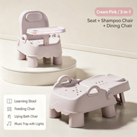 Siège de bain multifonctionnel pour bébé Jade, chaise d'apprentissage et de repas pour la maison et la salle de bain – Couleurs : Vert haricot, Crème, Rose, Gris brume, Blanc crème