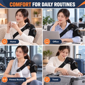 Ceinture de massage vibrante chauffante pour épaule en tissu élastique avec contrôleur détachable pour un soulagement quotidien - Product Image 2