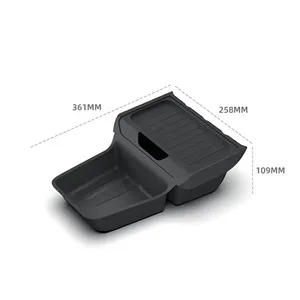 Boîte de <span class=keywords><strong>rangement</strong></span> centrale arrière en TPE <span class=keywords><strong>pour</strong></span> console de <span class=keywords><strong>voiture</strong></span>, compatible Tesla Model Y, accessoires standard 2025 2026 - Product Image 2