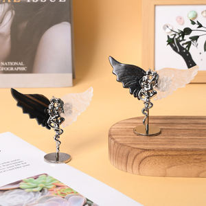 אבן טבעית אבן אבן טבעית גילוף גילוף מלאך דמוני זוג כנפיים קריסטל לקישוט הבית - Product Image 3