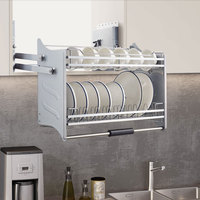 Panier à vaisselle motorisé à double niveau en acier inoxydable 304 de 800 mm pour armoire de cuisine avec séchoir intégré OEM
