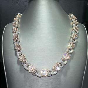 Pass <span class=keywords><strong>Diamond</strong></span> Tester Custom Hip Hop Jewelry 20mm Mens Baguette Moissanite <span class=keywords><strong>Heart</strong></span> Iced Out <span class=keywords><strong>Collar</strong></span> de cadena de eslabones cubanos - Product Image 6