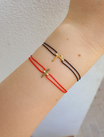 Bracelet ajustable en acier inoxydable doré avec breloque alphabet arabe, cordon en nylon, bracelet à initiales musulmanes