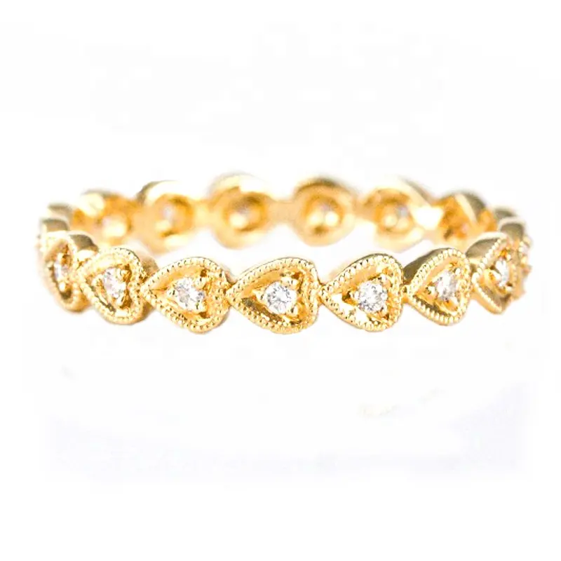 Luxury Petite Diamond Jewelry 18K Purity Gold Diamond Antique Heart Shaped Simple Finger Ring more than 1 gram gold ring