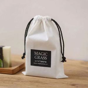 Sac à cordon en coton biologique, pochette d'emballage personnalisée pour bijoux, sac cadeau écologique, sac en tissu de coton naturel en vrac - Product Image 1