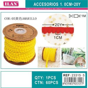 Nastro Ilan Pom Pom 1 cm x 20 yd giallo per decorazioni artigianali - Product Image 3