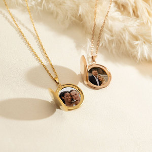Collier pendentif médaillon personnalisé en acier inoxydable 316L plaqué or 14k 18k pour femmes et hommes, vente en gros - Product Image 1