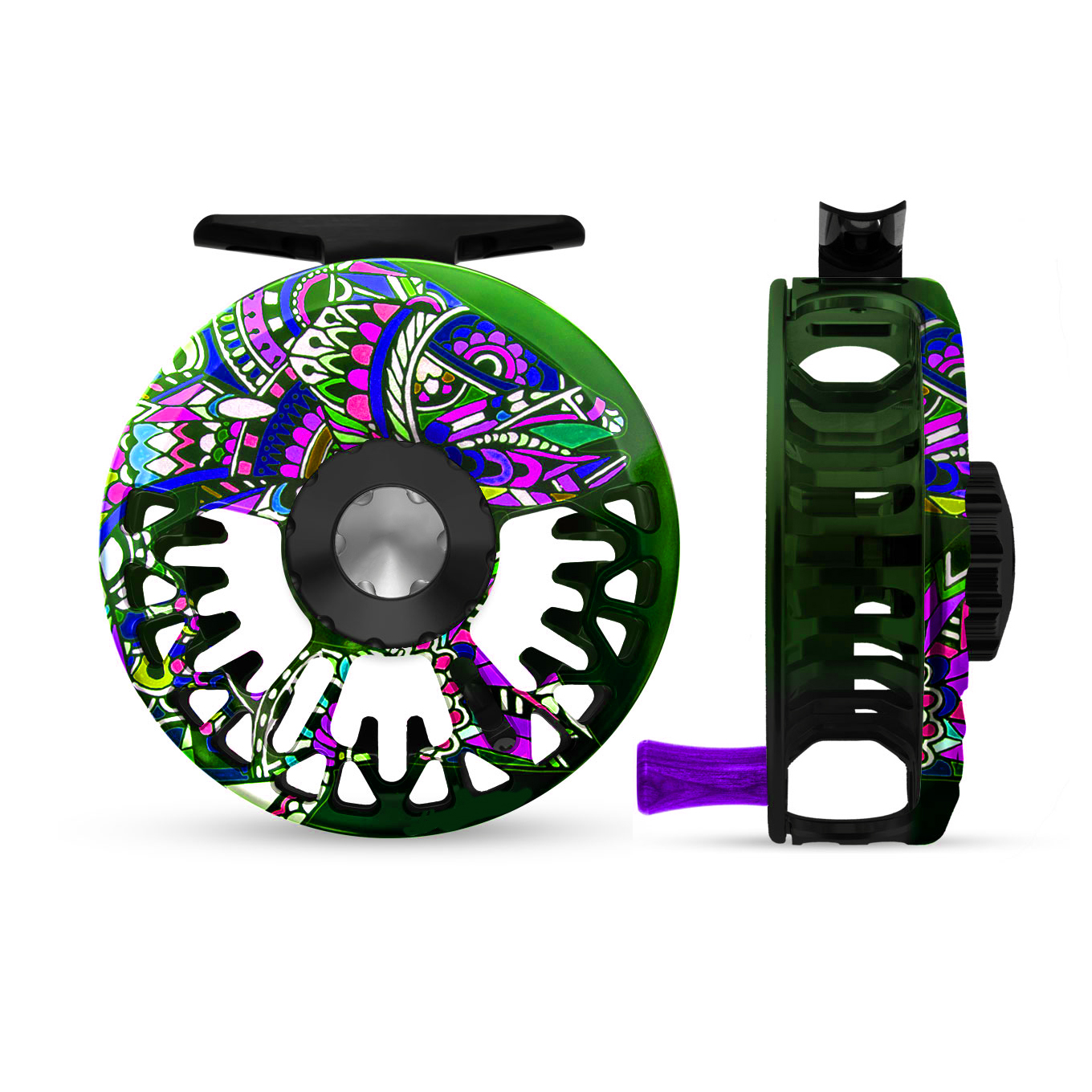 customizable fly fishing reels MASTER LOGIC Reel 5/6wt resulting in enhanced porting for a lightweight 3/4wt - The Patriot Reel