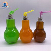 Bouteille de jus en plastique en forme d'ampoule LED à large ouverture de 500 ml et 700 ml, 7 couleurs, vente chaude 2026