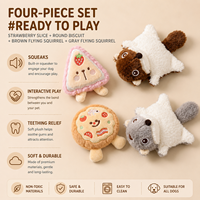 Pack de jouets pour animaux de compagnie en peluche couineurs 6-en-1 à thèmes variés, comprenant des friandises et des écureuils simulés en peluche courte et douce, accessoires de jeu divertissants