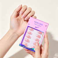 Venta al por Mayor de 32 Uñas Postizas de Gel Suave ABS PMMA, Uñas Artificiales Hechas a Mano, Uñas a Presión con Empaque de Marca Privada