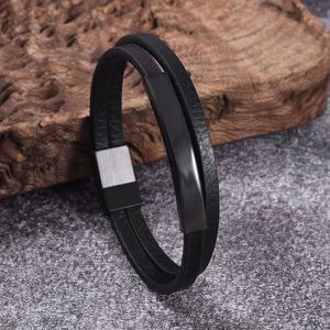 Men's Latest Handmade Stainless Steel <b>Leather</b> Cord <b>Bracelet</b> Customized Mixed <b>Leather</b> Promotional Wristbands - Product Image 3