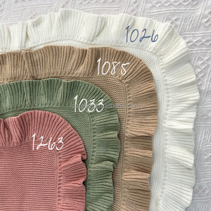 Quà Tặng Tốt Nhất Chăn Dệt Kim An Toàn Bằng Cotton Cho Trẻ Sơ Sinh Chăn Dệt Kim Viền Diềm Xếp Nếp Thủ Công Cho Bé Gái 90X70Cm - Product Image 1