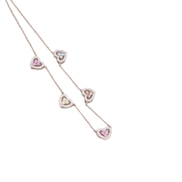Nouveau collier tendance en argent sterling 925 avec pendentif magnétique personnalisé en forme de cœur rose en zircon et trèfle à quatre feuilles