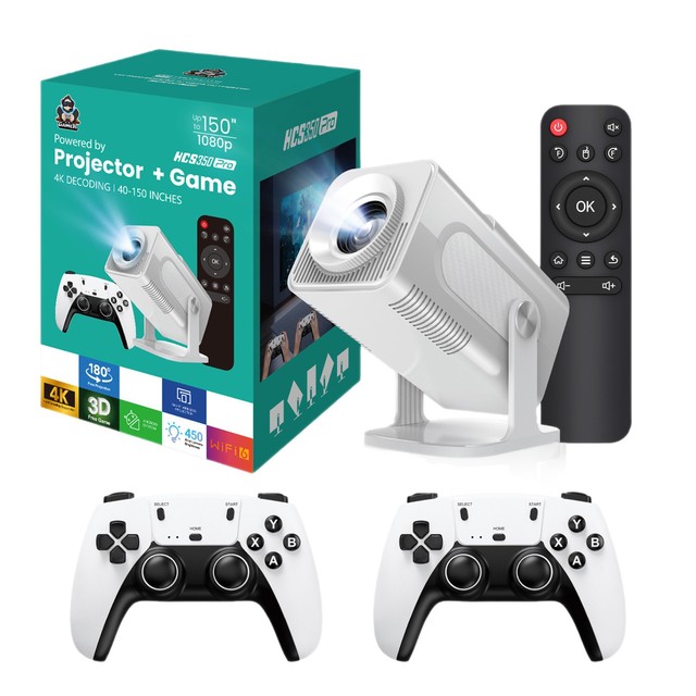 Mini LED Projector with 4K Support & Bluetooth 5.4 - 450 Lumens, 1080P Full HD, HDMI/USB/TF Card Input