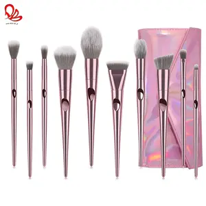 Super Promotions 10 pcs Professional Vegan Synthetic Fiber Hair Plastic Plating Handle Makeup Brush Set Custom Logo Makeup Brush