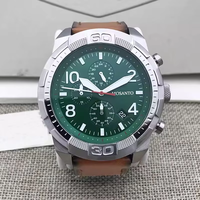 Jam Tangan Pria Quartz Terlaris Dial Arab Besar Tali Kulit Tampilan Tanggal Fashion Tahan Air Kronograf Relojes