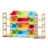 Organizzatore per Giocattoli a 6 Ripiani con 12 Contenitori Multicolore e Design a Libreria, Scaffale Unisex per Bambini per Sala Giochi e Uso Domestico