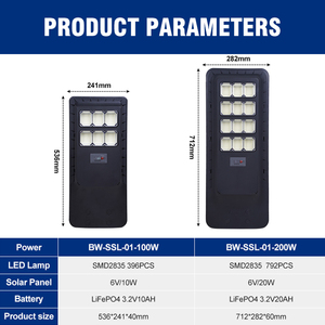 Hot bán IP65 không thấm nước đường Đèn 100 200 Wát ngoài trời tích hợp tất cả trong một LED năng lượng mặt trời đèn đường - Product Image 3