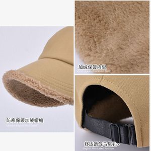 Women's Plush Bucket Hat Beige Warm Ear Covering Autumn Winter Cycling Cap Breathable Windproof Sun Shading Adult Size - Product Image 4