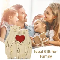 Desain Modern untuk Puzzle Beruang Kayu Tema Keluarga, Ornamen Pelukan Nama Keluarga yang Dipersonalisasi, Dekorasi Hadiah Natal