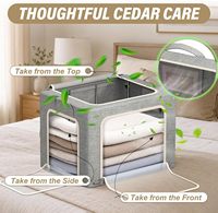 Boîtes de rangement pliables Tianze 40L en tissu non tissé avec cadre en acier à accès 3 côtés, fenêtres transparentes et fermeture éclair, pour vêtements et blocs de cèdre