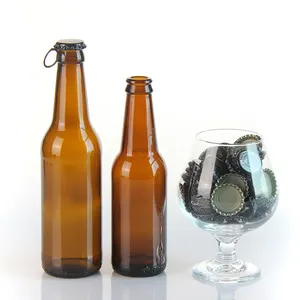 Empty Glass Fermentation Containers Amber Flipping Beer Bottle for Home Brewing Vanilla Extract Beverage