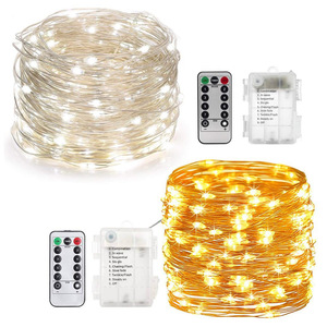 Guirnalda de Luces LED con Cable de Cobre, 300 LED, Blanco Cálido, Control Remoto, Regulable, Iluminación Decorativa Interior, Funciona con Pilas - Product Image 1