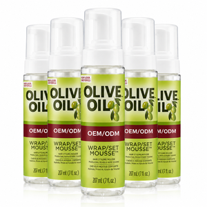 Mousse coiffante à l'huile d'olive pour boucles, OEM ODM, étiquette privée personnalisée, mousse enveloppante moussante pour cheveux bouclés, vente en gros en vrac - Product Image 1
