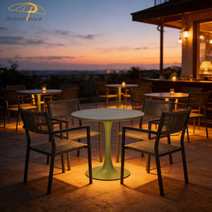 Ensemble de meubles de restaurant extérieur toutes saisons, <span class=keywords><strong>table</strong></span> ronde et chaises en rotin, ensemble de salle à manger de jardin en aluminium - Product Image 4