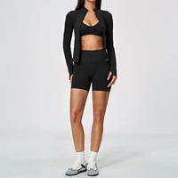 Ensemble de vêtements de sport 3 pièces en spandex/nylon, séchage rapide, respirant, short de yoga taille haute tendance pour les sports de plein air et la remise en forme