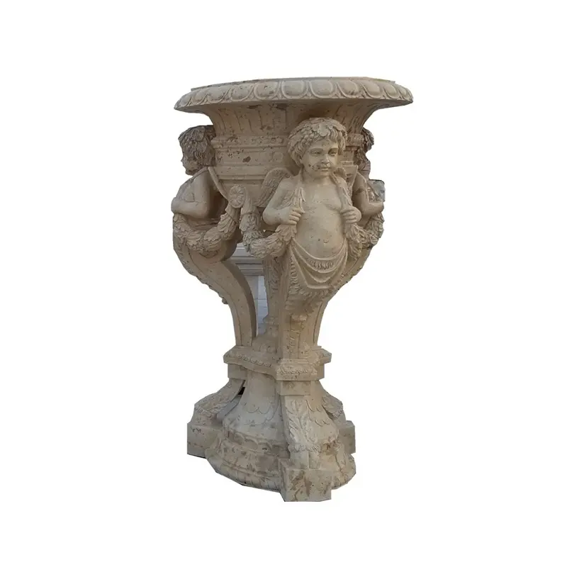 Shengye natural marble flower pot garden decoration hand carved custom design high quality hot selling