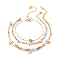 Bracelets en acier inoxydable avec strass et étoiles pour femmes, étanches, vente en gros, accessoires de bijouterie en stock