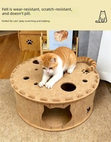 Lit tunnel pour chat en feutre double couche, maison pour animaux semi-fermée résistante à l'usure et respirante avec coussin donut amovible