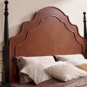 Cama de Madera Maciza Estilo Retro Francés, Cama King Size de 1.8m con Cabecero Tallado a Mano, Muebles de Dormitorio de Caoba - Product Image 2