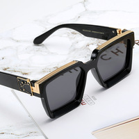 Luxury Designer Retro Millionaire Sun Glasses Square Punk Rock Hip Hop  Black Pink Green Sunglasses Men Women Gafas De Sol