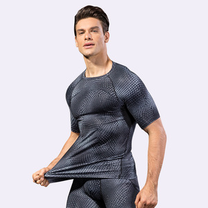 Camiseta Deportiva de Compresión para Gimnasio, con Costuras Planas 3D, Spandex, 180g, Tejido de Punto, Diseño en Blanco, para Hombre, Venta al Por Mayor - Product Image 2