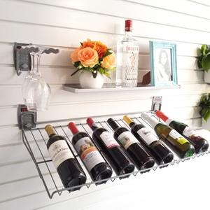 Étagère à vin murale en acier inoxydable 370x760x150mm pour cuisine ou bar - Product Image 1