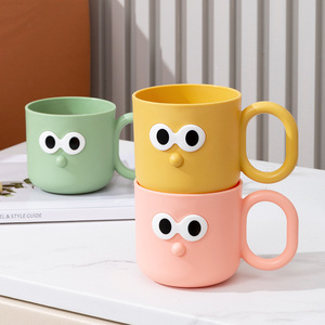 Cute Cartoon Toothbrush <b>Cup</b> For Kids And Couples Plastic Mouthwash <b>Cup</b> Household Dental <b>Cup</b> Straight Body Design - Product Image 2