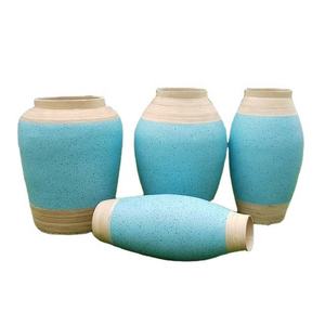 Juego de Jarrones Redondos Azules Modernos de Bambú Hilado, Hechos a Mano, de Alta Calidad, con Certificación CE, Logotipo Personalizado, para Decoración del Hogar, Hechos en Vietnam - Product Image 1