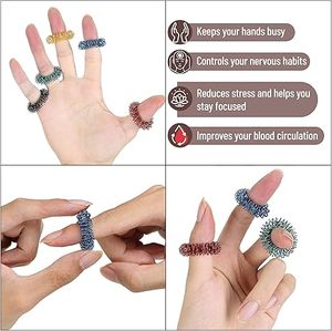 Aço inoxidável Fidget Toy <span class=keywords><strong>Finger</strong></span> Massage Ring para Acupuntura Terapia Mão Relaxamento Circulação sanguínea Dor Stress Relief - Product Image 3